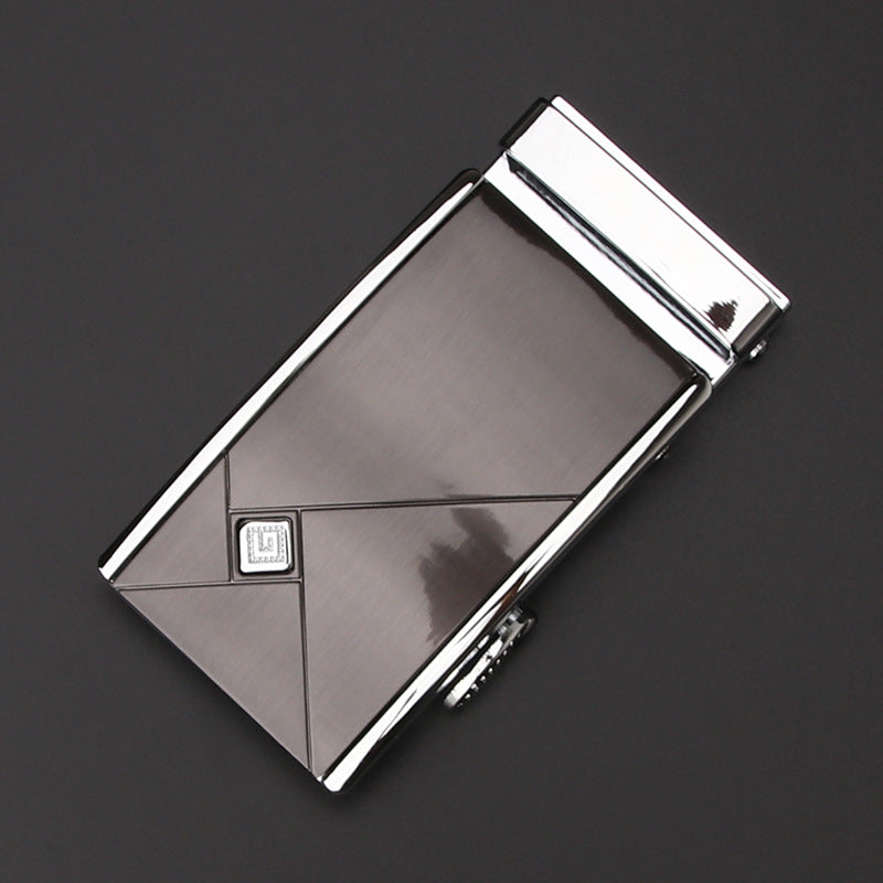 Men's Business Style Automatic Buckle Genuine Leather Belt for All Seasons