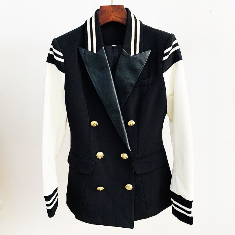 High-End High Street Women's Fashion Varsity Blazer Jacket