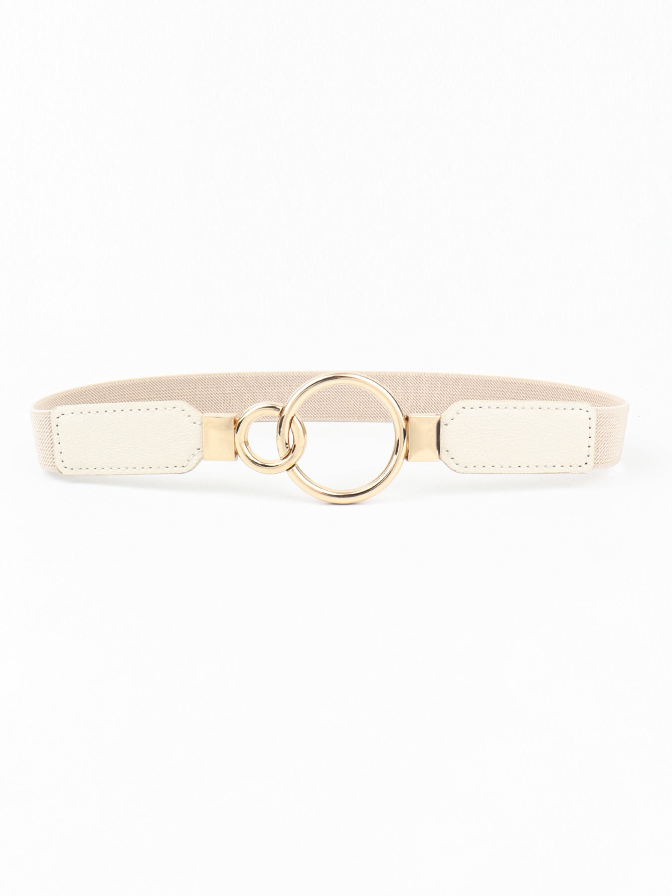 Elastic Double Ring Buckle PU Fashion Belt for Men and Women