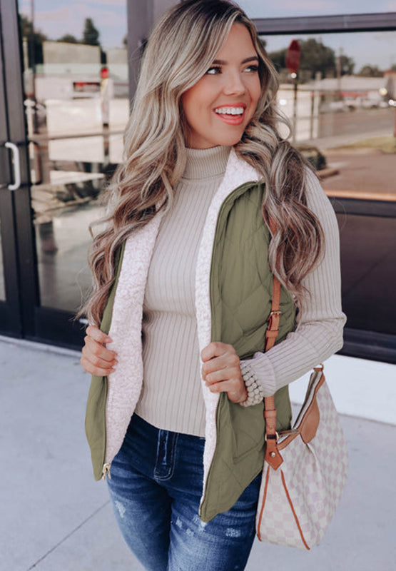 Soft Fuzzy Zip - Up Vest with Convenient Pockets
