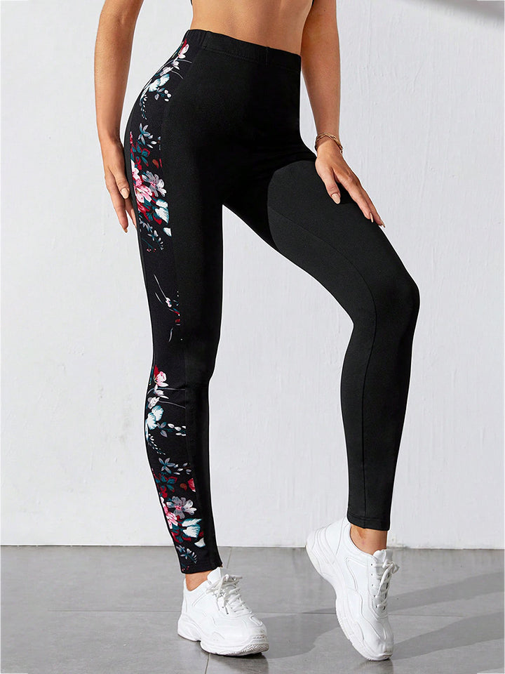 Women's Floral Patterned Wide Waistband Casual Pants