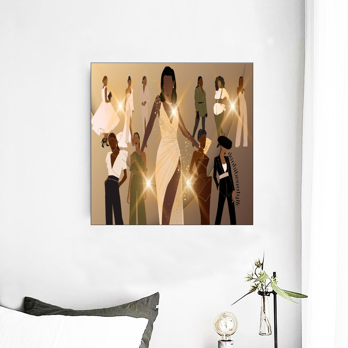 Framed Single Square Mural: Stylish Black Women Designed by Dunbi