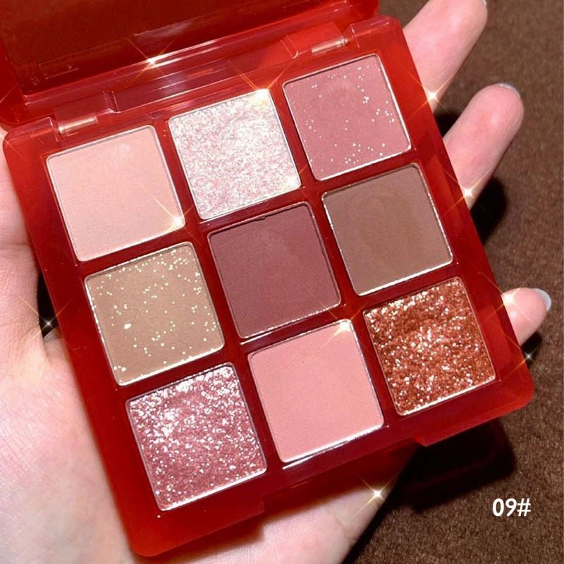 DIKALU Premium Nine - Color Eyeshadow Palette with Rose Pink Hues, Featuring Pearly, Matte, and Glittery Eye Shadows for Stunning Eye Pigments