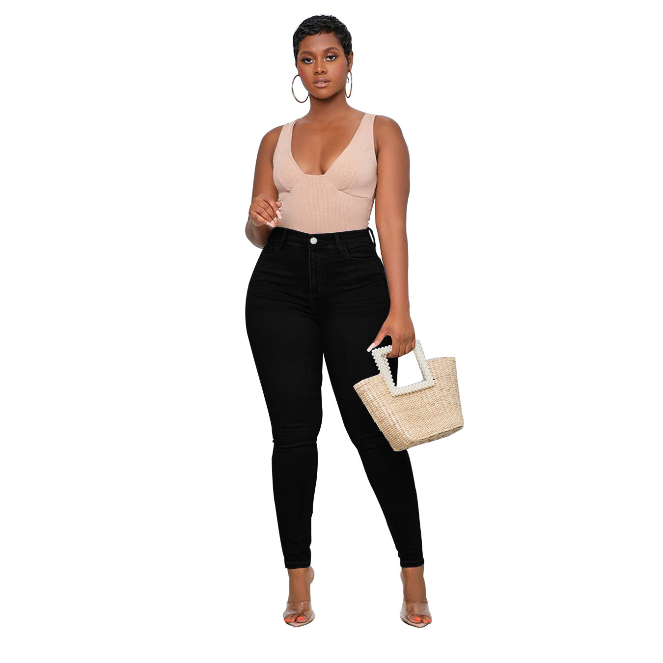 Women's Plus Size High Elasticity Street Hipster Pencil Jeans