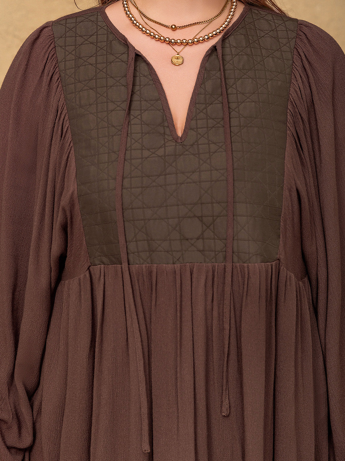 Plus Size Women's Tie Neck Blouse with Balloon Sleeves
