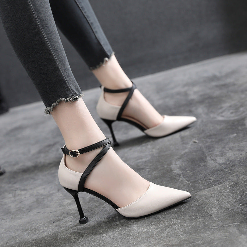 Stylish Pointed Toe High Heel Stilettos with Buckle and Colorful Options