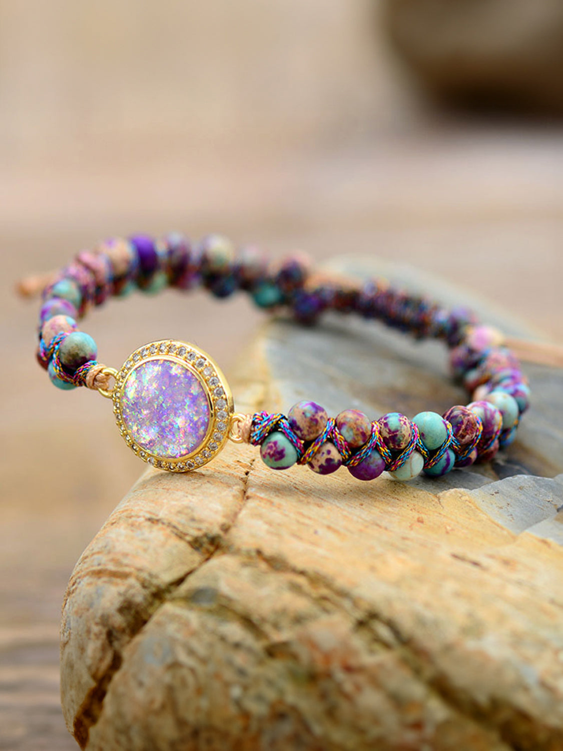 Exquisite Imperial Jasper and Opal Beaded Bracelet with Unique Patterns