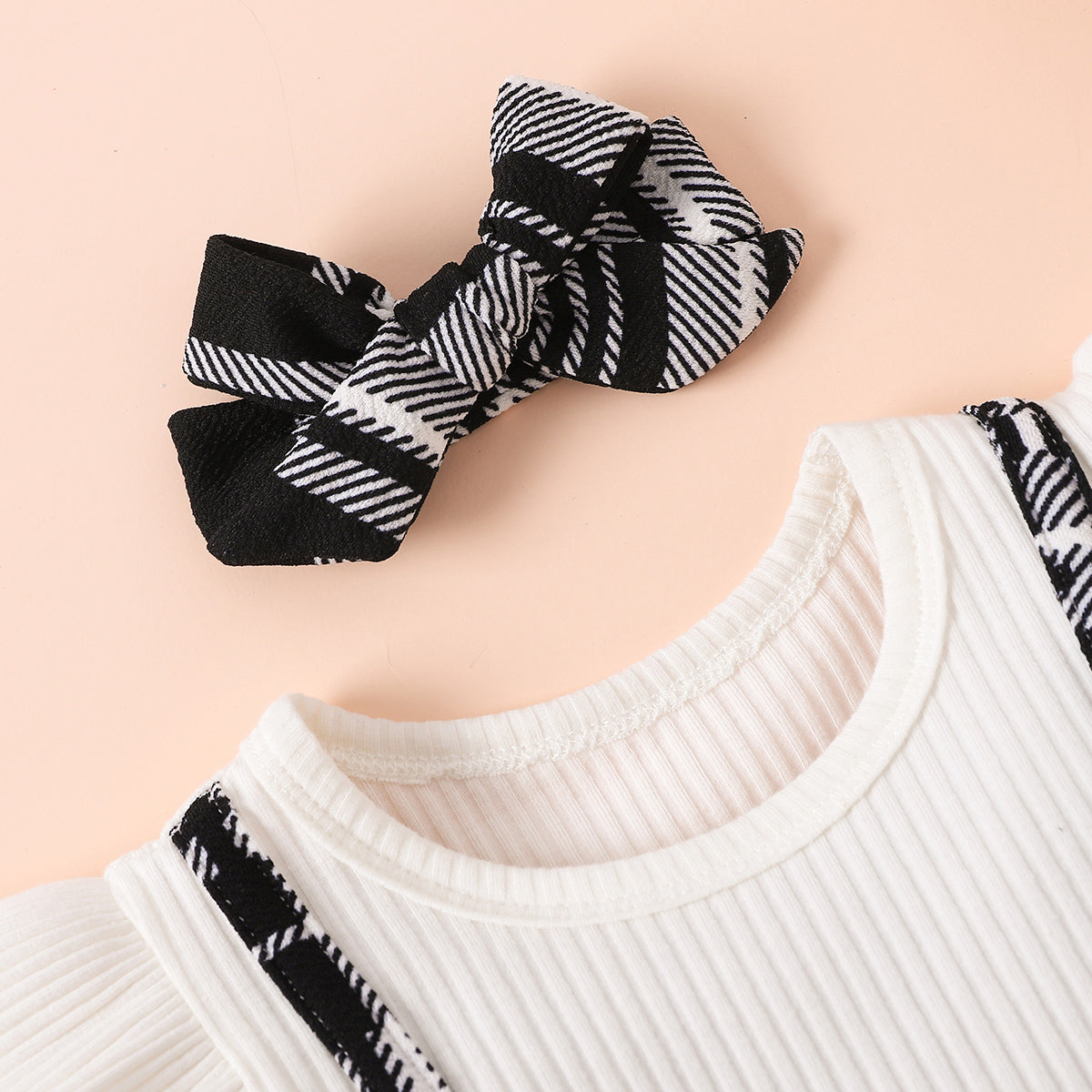 Casual Plaid Pattern Print Dress with Bow Detail for Infants and Toddlers
