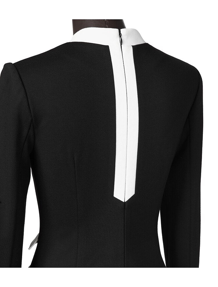 2018 High - Quality New Fashion Women's Long - Sleeve Double - Breasted Buttoned Knee - Length Dress H5710