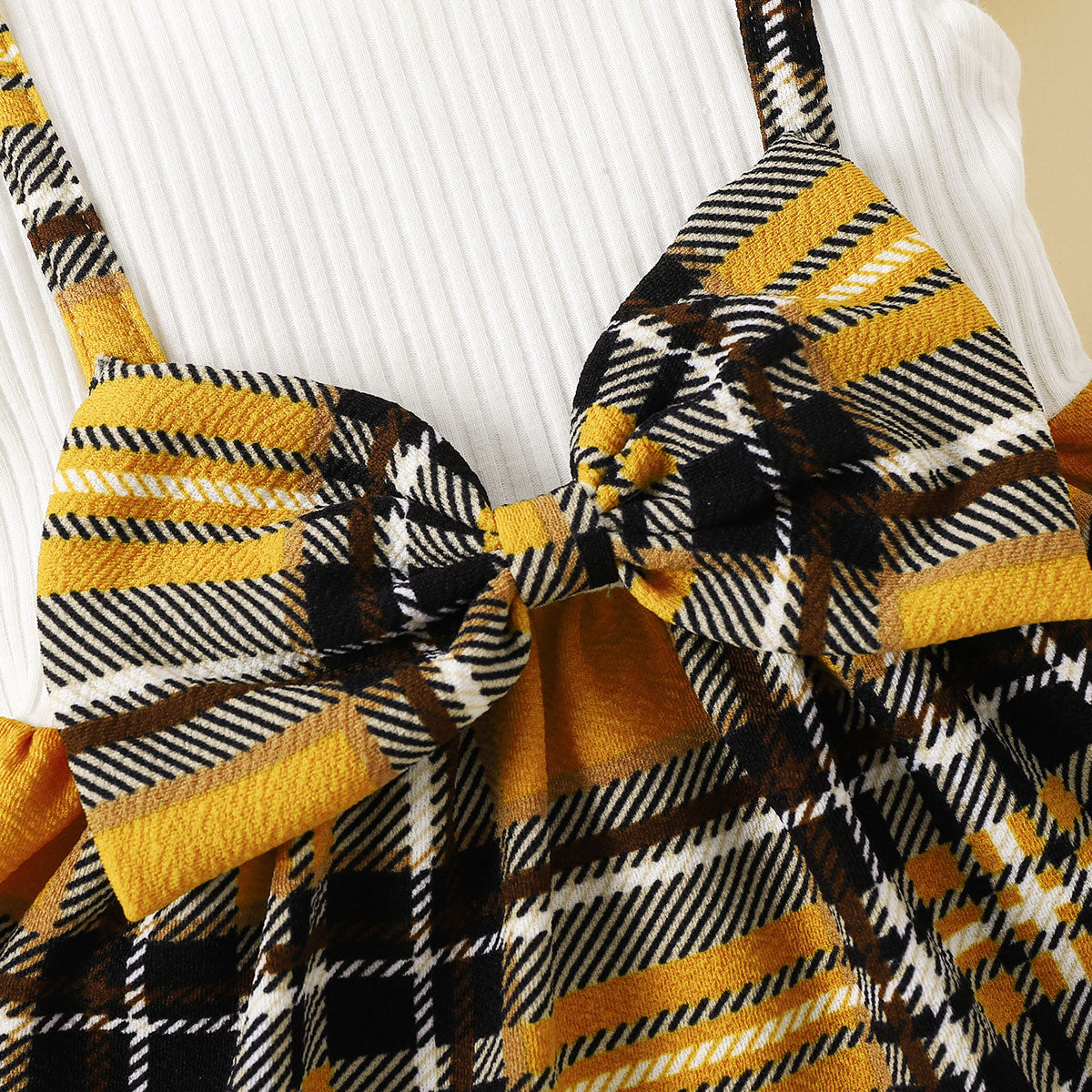 Casual Plaid Pattern Print Dress with Bow Detail for Infants and Toddlers