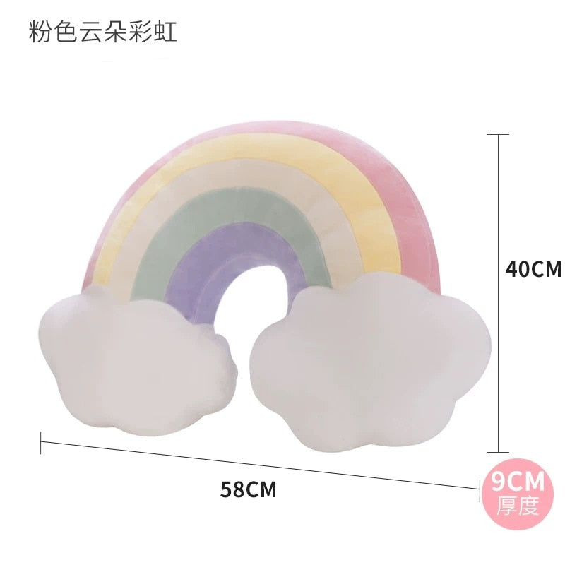 Instagram-Famous Candy-Colored Rainbow, Lucky Cloud, Star, and Moon Plush Throw Pillow for Sofa and Home Decoration with a Colorful Crown - Memorable Cushion