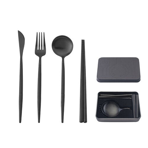 UKCOZY Pocket-Sized Portable Stainless Steel Dinnerware Set for Cake, Dessert, and Steak - Splittable Tableware Cutlery Ideal for Various Occasions