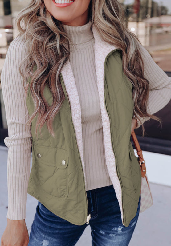 Soft Fuzzy Zip - Up Vest with Convenient Pockets