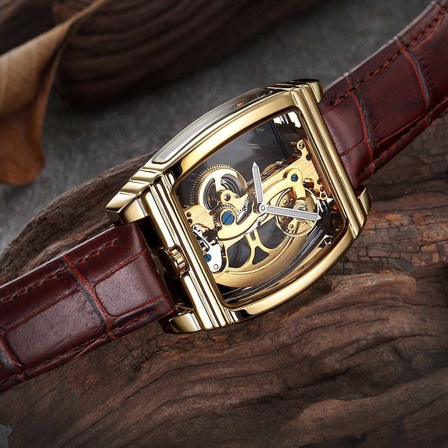 Gorben Luxury Men's Transparent Automatic Self - Winding Mechanical Wristwatch