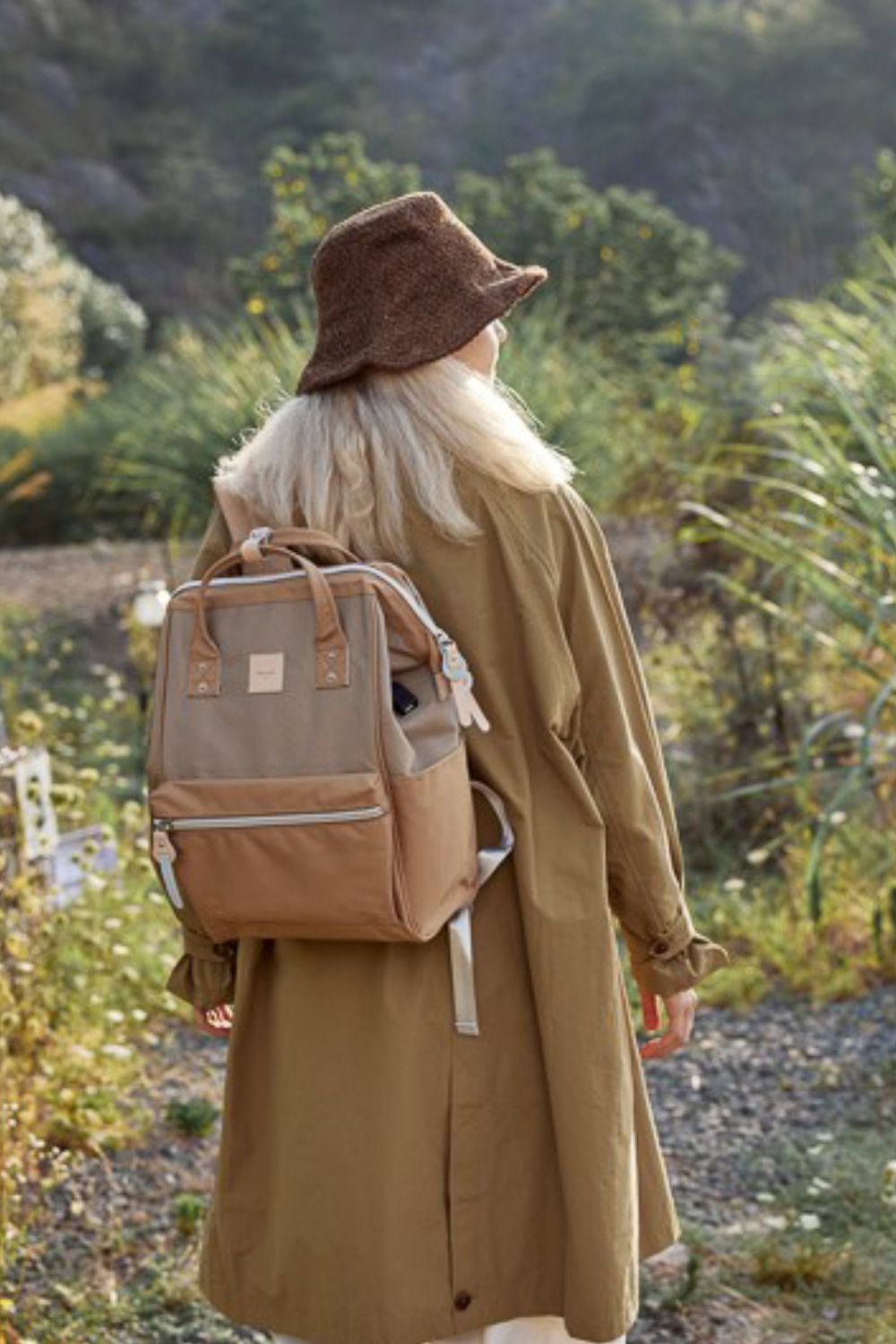 Himawari Large Eco - friendly Water - Resistant Canvas Backpack with Handy Side Pockets