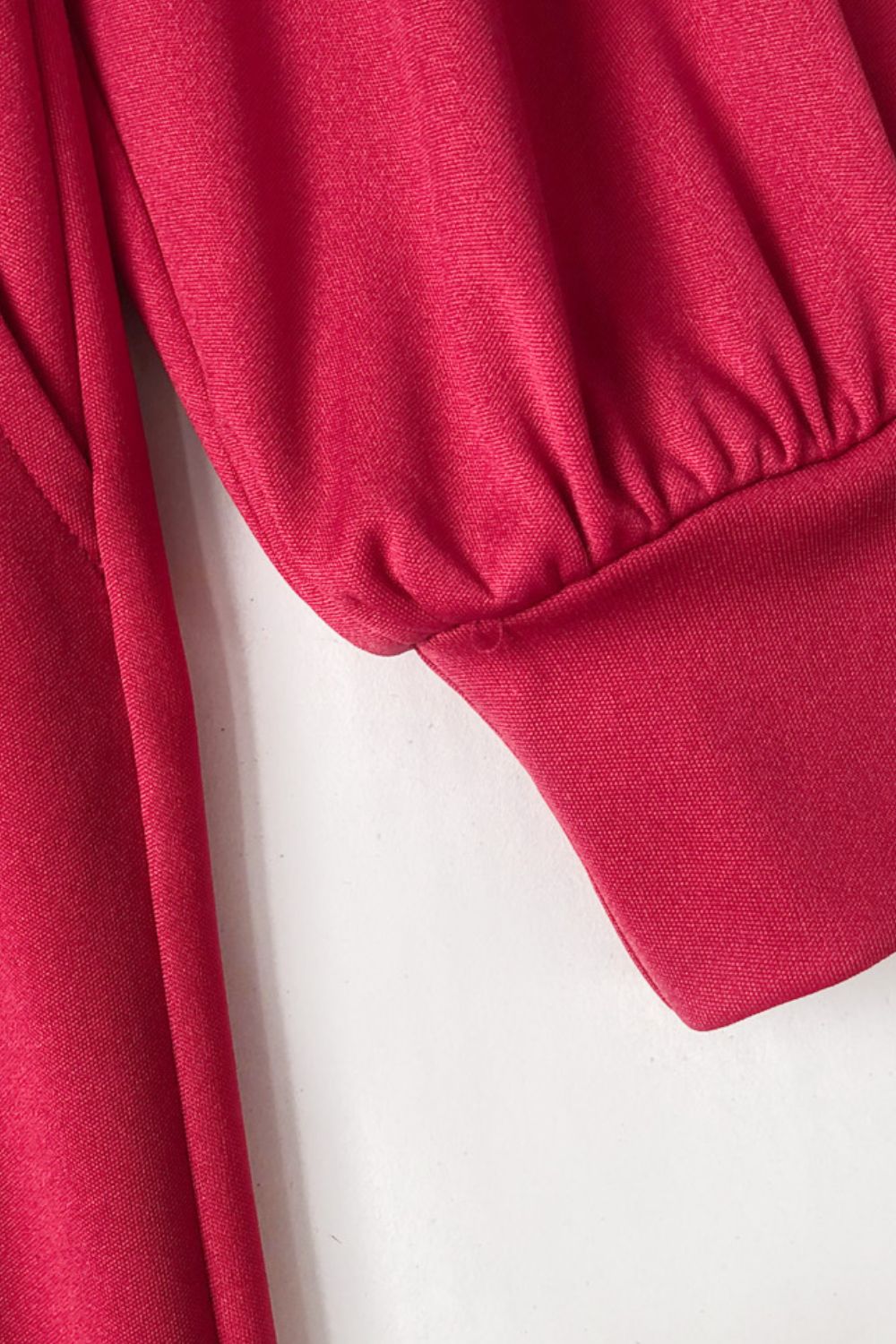 Fashionable Solid Pattern Gathered Detail Surplice Neck Lantern Sleeve Women's Jumpsuit
