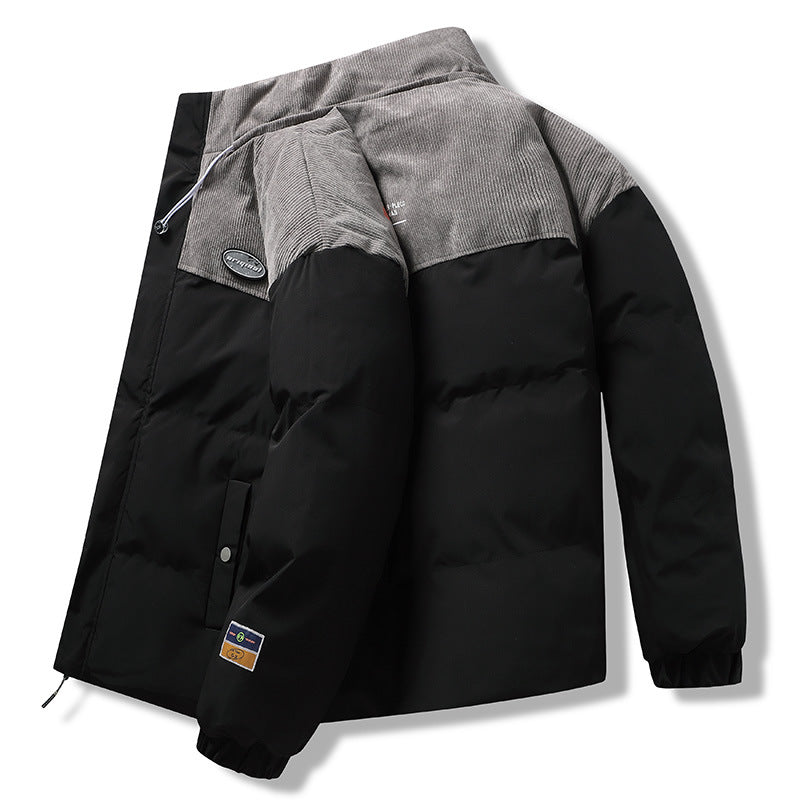 Men's Winter Fashionable and Loose Sports Down Cotton Coat with Stand-up Collar - A Warm and Casual Outerwear for the Cold Season