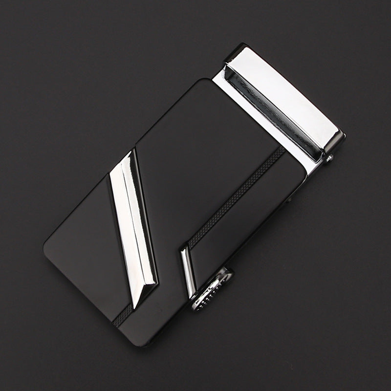 Men's Business Style Automatic Buckle Genuine Leather Belt for All Seasons