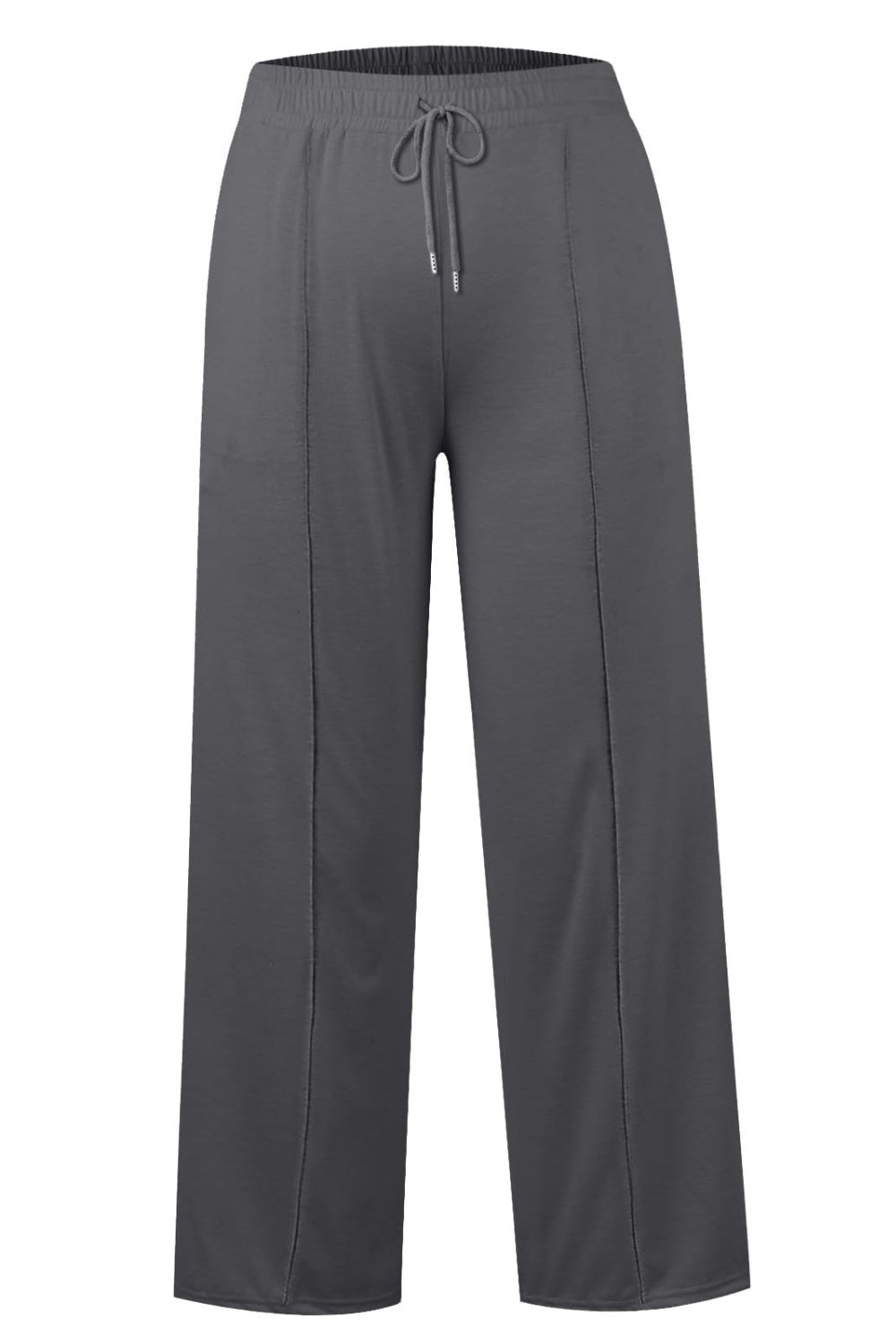 Fashionable Drawstring Elastic Waist Wide Leg Polyester Pants for Comfortable Wear