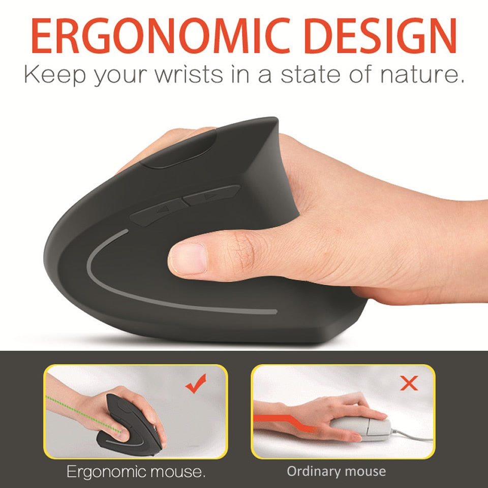 HKZA 1600 DPI Wireless Vertical Ergonomic Gaming Mouse for PC, Laptop, Office & Home
