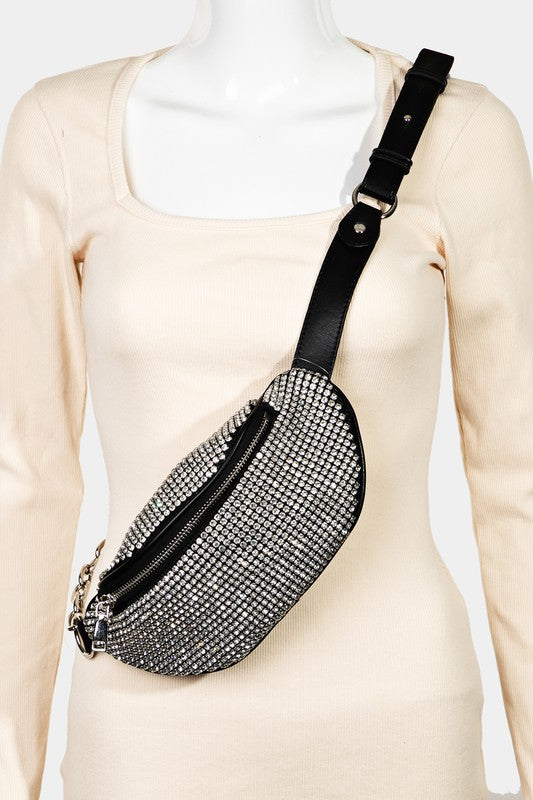 Glamorous Pave Rhinestone Small Crossbody Fashion Bag