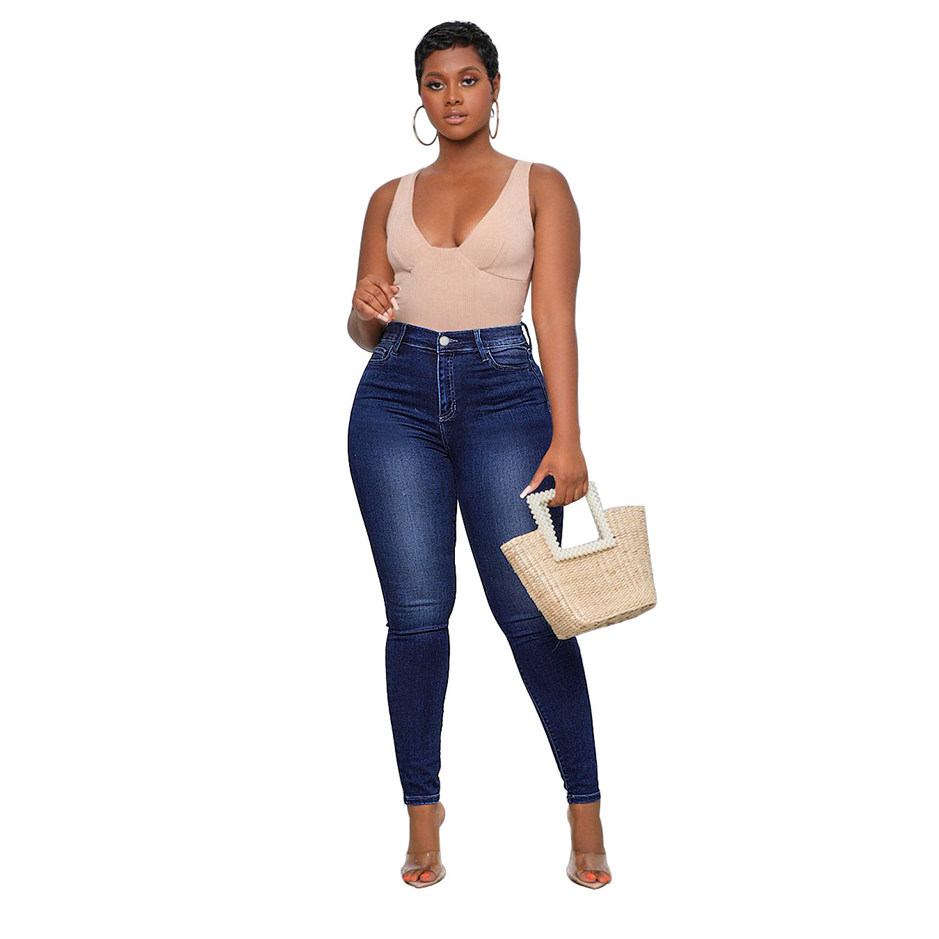 Women's Plus Size High Elasticity Street Hipster Pencil Jeans