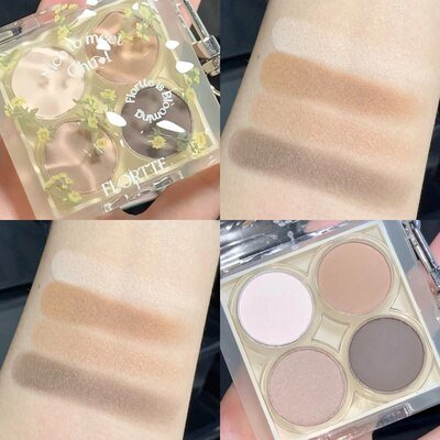 FLORTTE Four - color Water Ripple Eyeshadow Palette with Pendant - A Long - lasting, Waterproof and Shimmer - Matte Eye Makeup Cosmetic