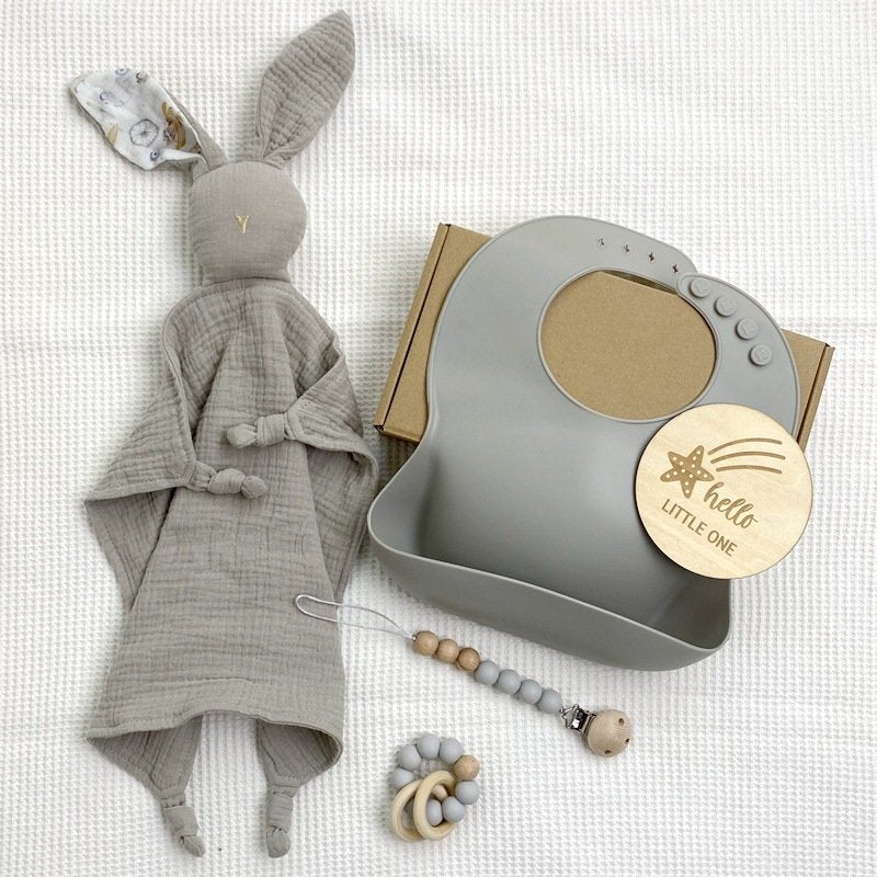 Adorable Solid - Color Cotton Baby Comfort Blanket Set