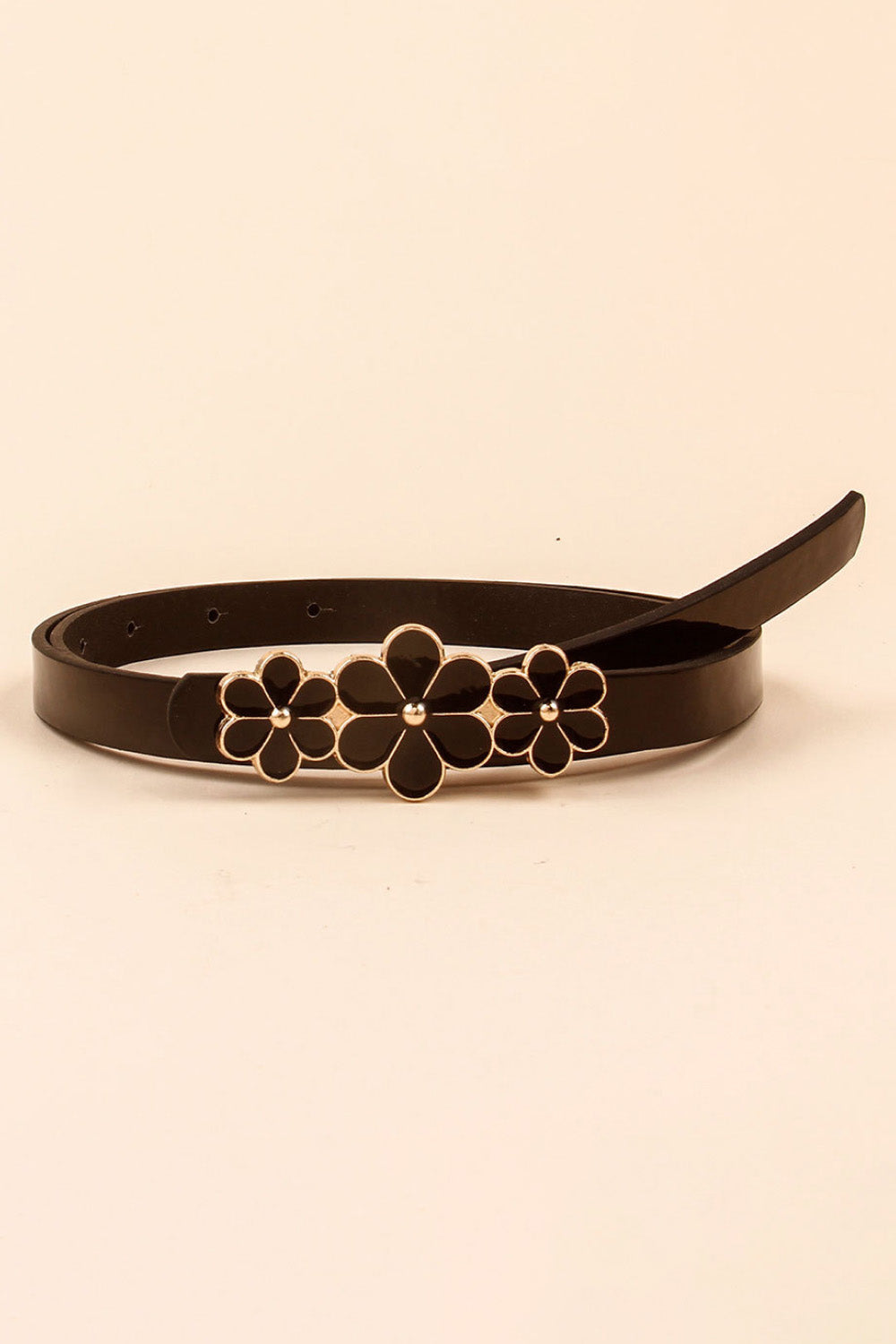 Stylish Flower - Embellished Skinny PU Imported Belt