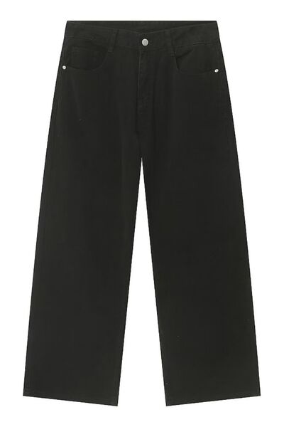 Men's Pocketed Wide-Leg Non-Stretch Basic Jeans