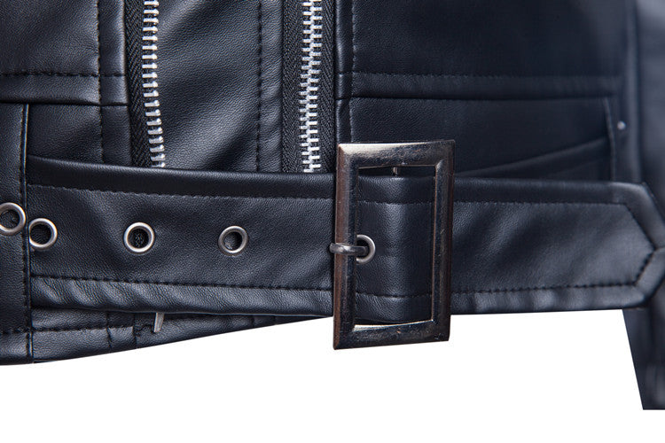 Stylish Men's PU Leather Jacket with Multiple Zip Lapels