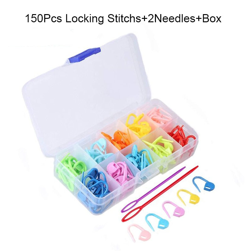 LMDZ Colorful Plastic Locking Stitch Markers for Knitting and Crochet, 150/100/104 Pcs Set