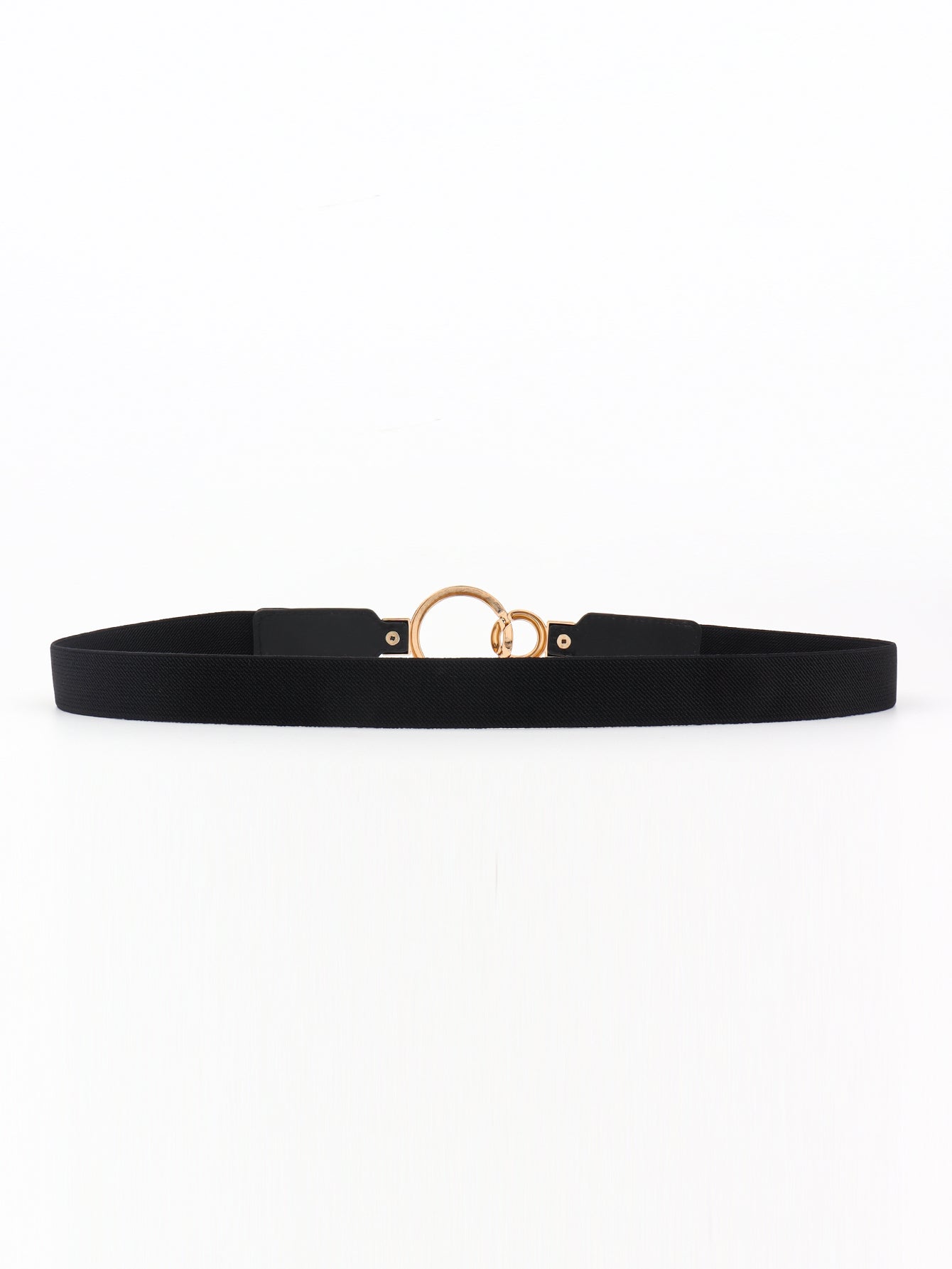 Elastic Double Ring Buckle PU Fashion Belt for Men and Women