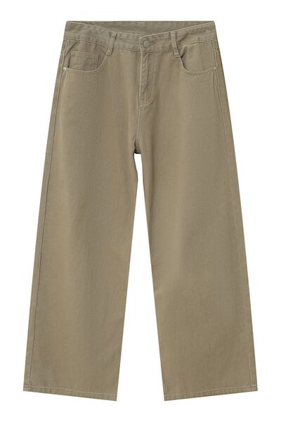 Men's Pocketed Wide-Leg Non-Stretch Basic Jeans