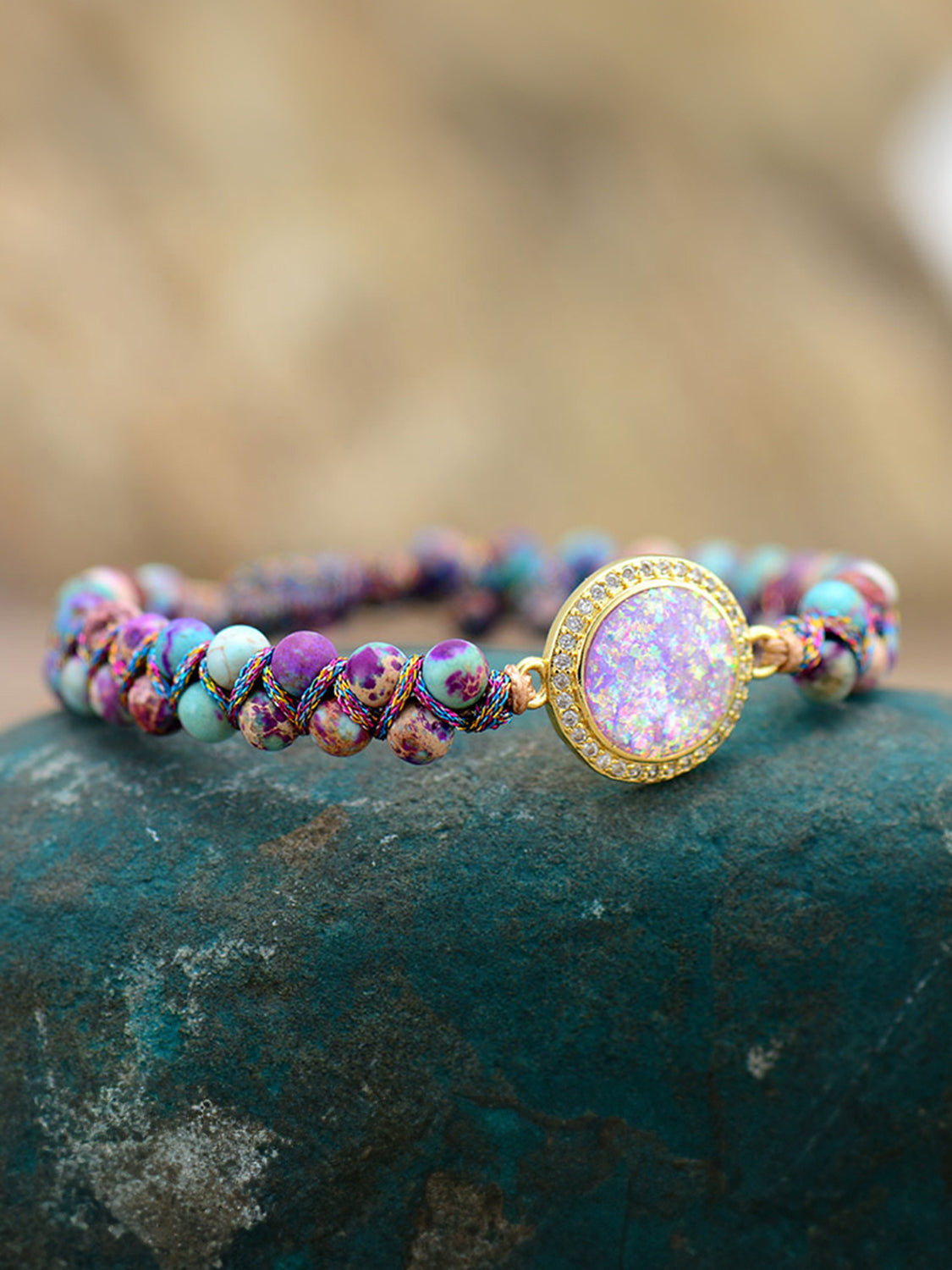 Exquisite Imperial Jasper and Opal Beaded Bracelet with Unique Patterns
