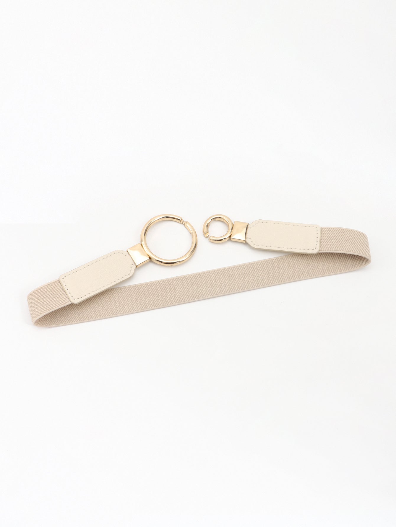 Elastic Double Ring Buckle PU Fashion Belt for Men and Women