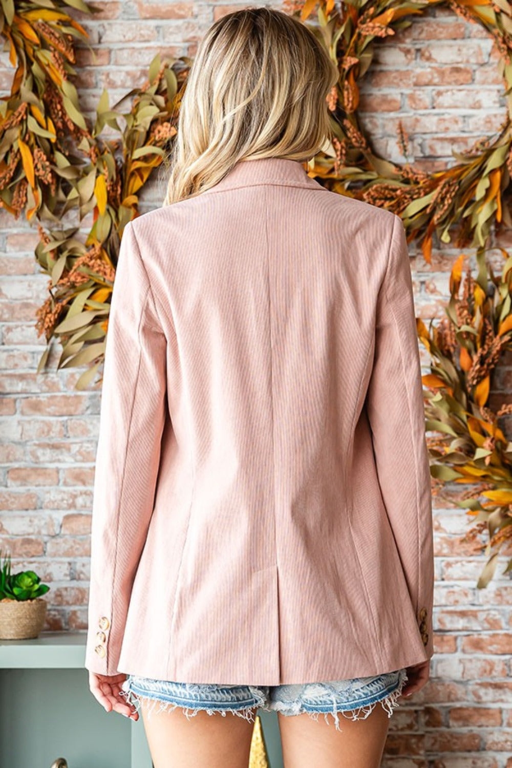 Elegant First Love Full-Size Single-Breasted Flap Pocket Corduroy Men's/Women's Blazer for Various Occasions