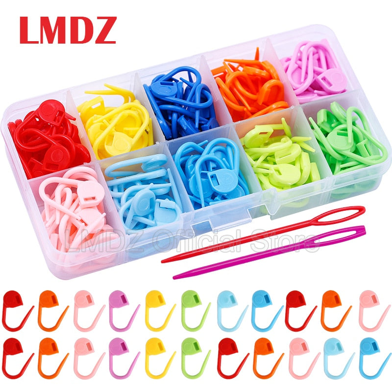 LMDZ Colorful Plastic Locking Stitch Markers for Knitting and Crochet, 150/100/104 Pcs Set