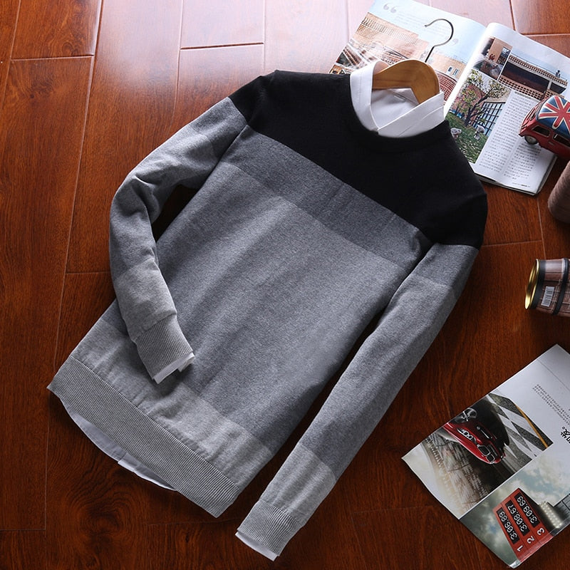 Men's Fashionable Computer - Knitted Pullover Cotton Sweater for Spring and Autumn