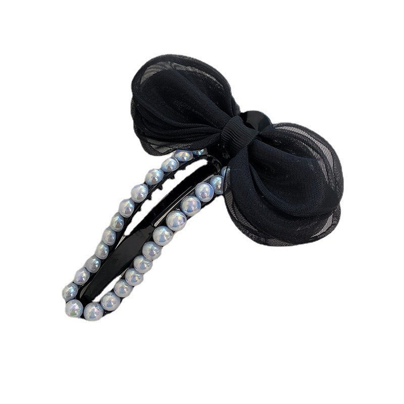 Stylish Fashionable Mesh and Artificial Pearl Decorated Acrylic Hair Clip for Women