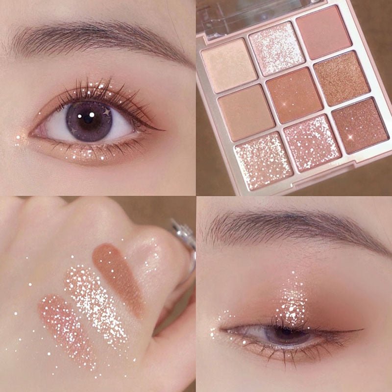 MOONBIFFY 9 - Color Long - Lasting Shimmer Matte Eyeshadow Palette for Korean - Style Makeup