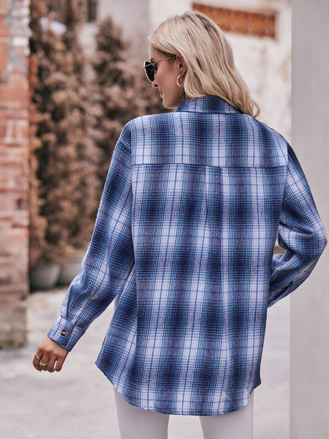 Oversized Plaid Longline Shirt with Dropped Shoulders