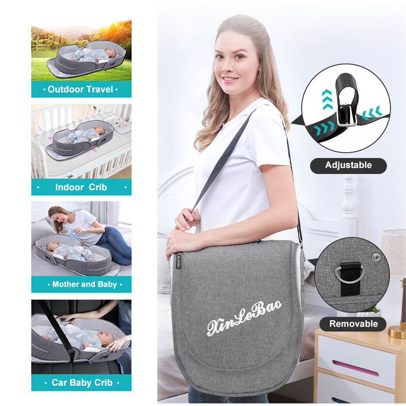 Portable and Removable Folding Baby Crib with Mammy Bag for Infants