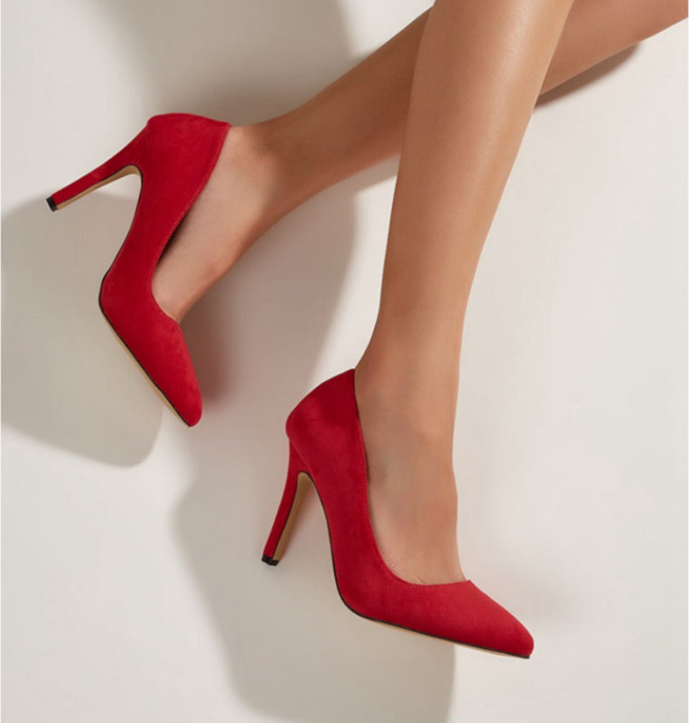 European and American Style Women's Pointed Toe Suede Super High Heel Stiletto Shoes