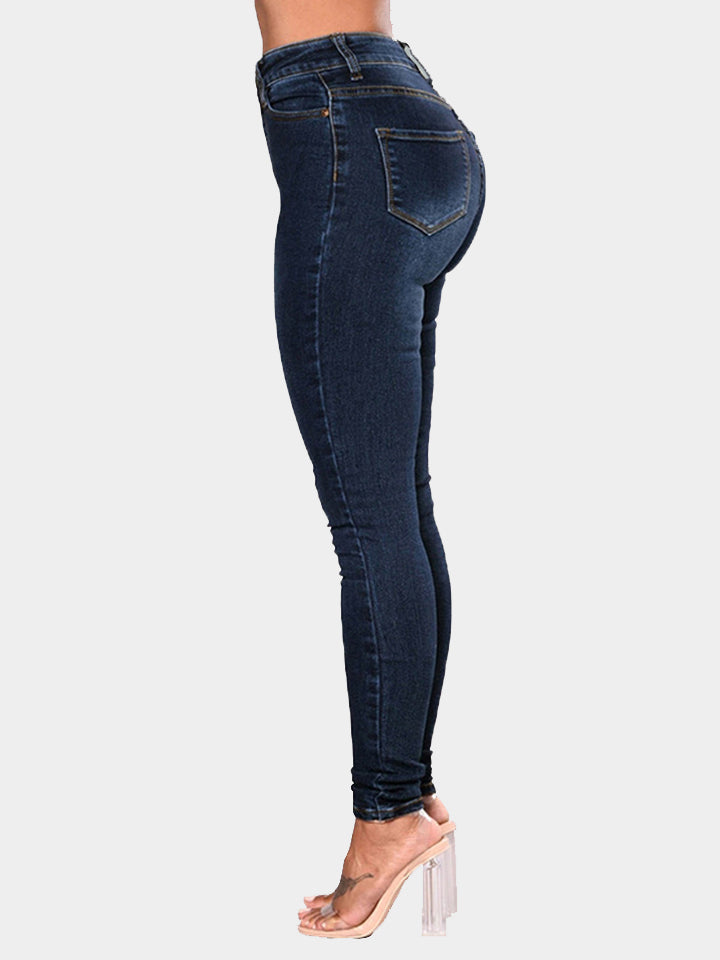 Full-Size Button-Closure Long Denim Jeans for Casual Wear