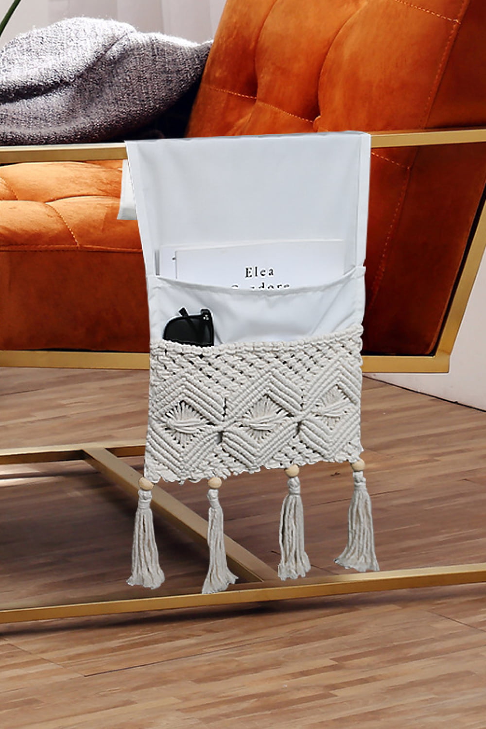 Macrame Handmade Sofa Armrest Magazine Storage Holder