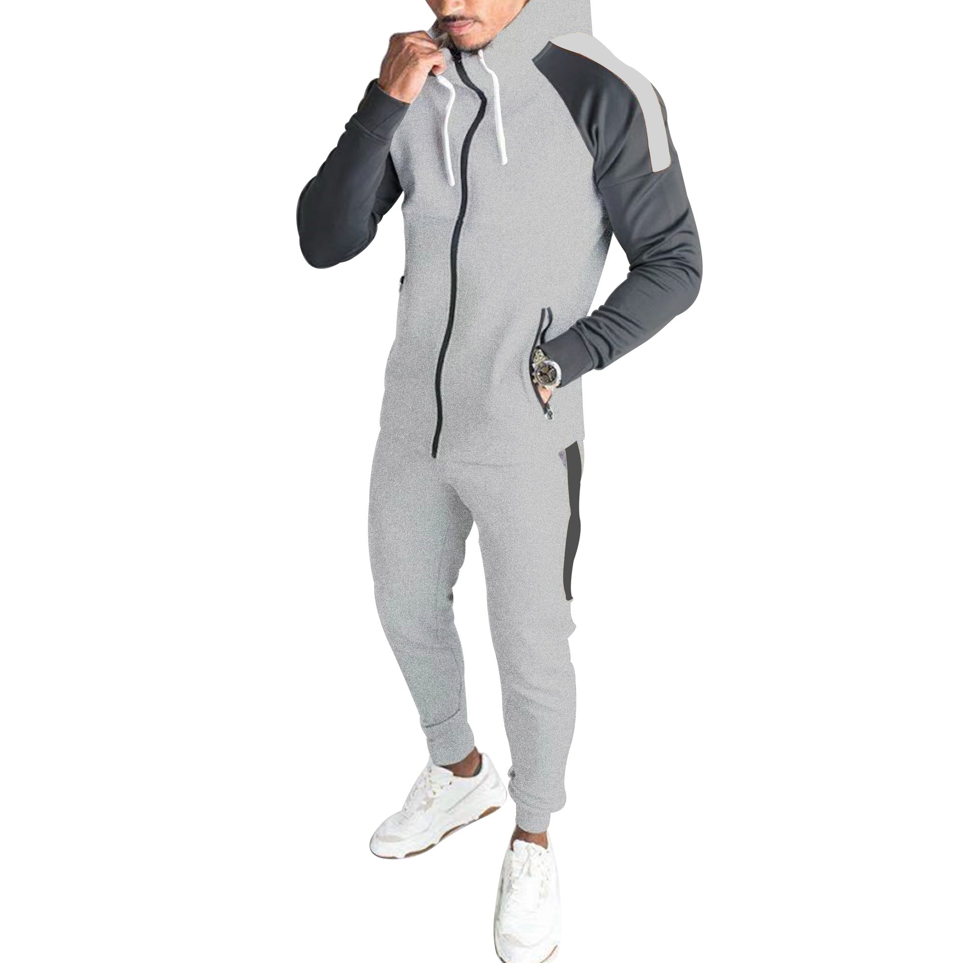 Men's Slim-Fit Zip-Up Jogger Set: Jacket and Sweatpants
