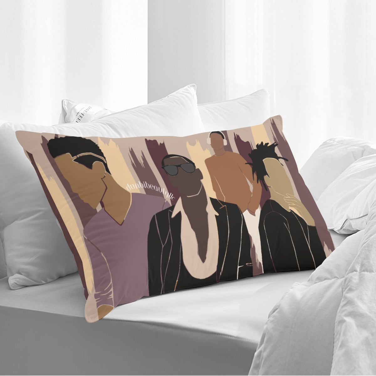 Single-piece Black Double-sided Printed Pillow Cover for Men, Featuring Music and Sophisticated Style (Designed by Dunbi)