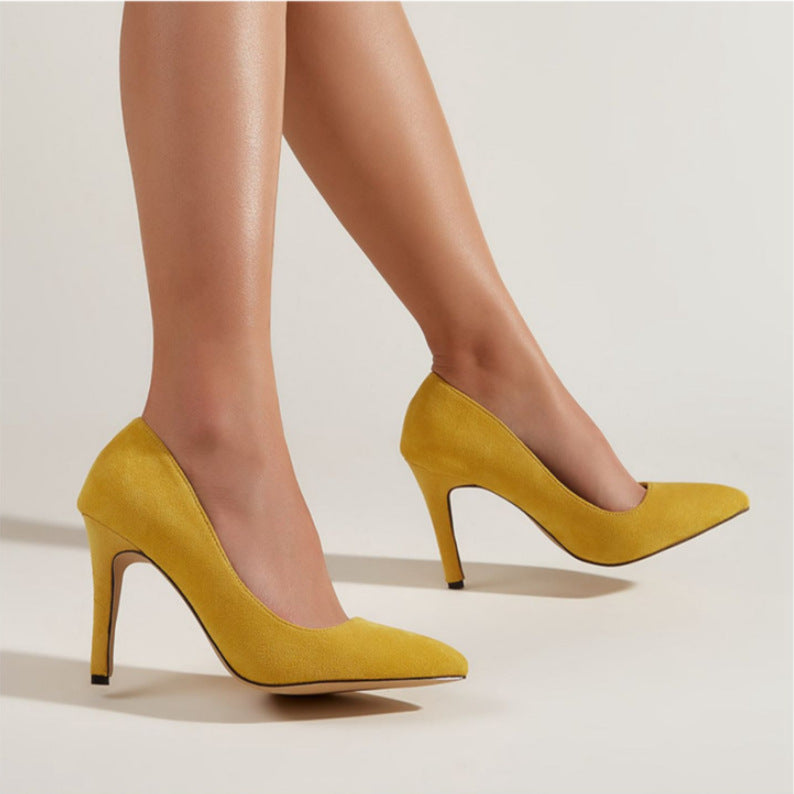 European and American Style Women's Pointed Toe Suede Super High Heel Stiletto Shoes