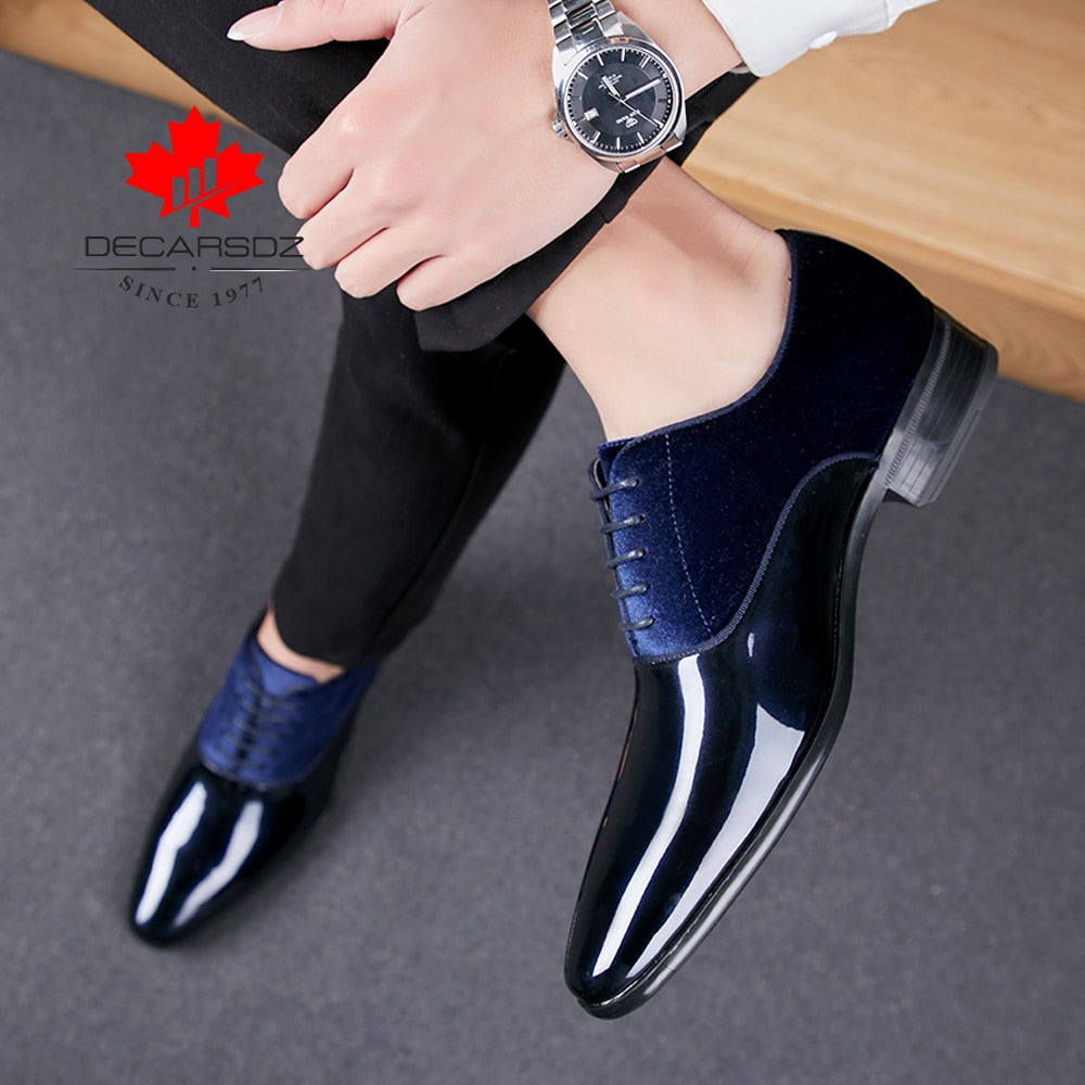 Men's Spring/Autumn PU Leather Pointed-Toe Lace-Up Dress Shoes by DECARSDZ